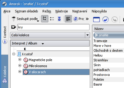 Písničky řazené podle Interpret a pak podle Album