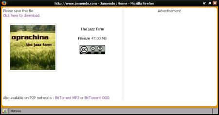 Okno pro stažení alba