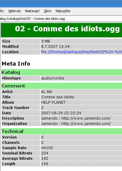 Informace k OGG souboru