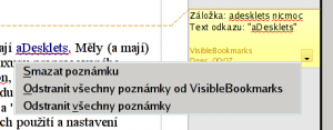 Poznámka a možnost ji smazat