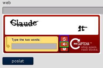 Blok reCAPTCHA pod článkem
