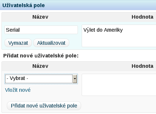 Uživatelská pole